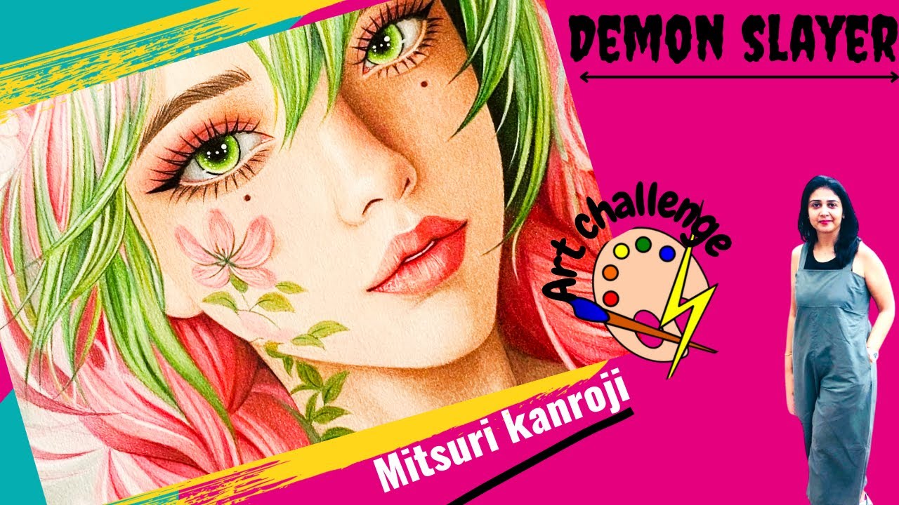 how to draw mitsuri kanroji realistic | demon slayer drawing | cómo dibujar a mitsuri #pcartchannel