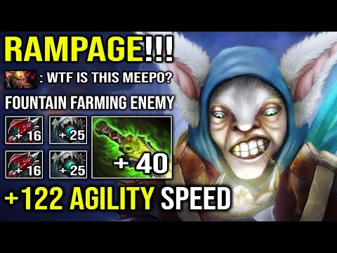 WTF +122 Agility Meepo Fountain Farming Rampage with Double Dragon Lance Skadi Shotgun EZ Dota 2