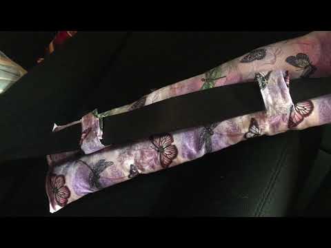 Mastectomy or chest surgery pillow for seat belt comfort.
