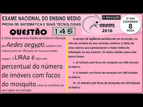 CURSO MATEMÁTICA ENEM 2016 QUESTÃO 145 PROVA ROSA RESOLVIDA EXAME NACIONAL ENSINO MÉDIO 1ª Aplicação