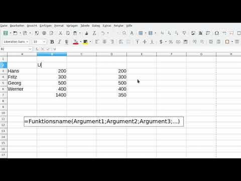 LibreOffice Calc - Funktionen - grundsätzlicher Aufbau - einfache Beispiele - KurzClip