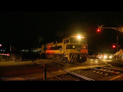 7934V SSR Grain Train With 5 Diesel Locomotives At Level Crossing - PoathTV Australian Railways