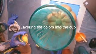 Acrylic Pour in Fall Colors over Vase onto Pumpkin - Will it work?  Part 1 - #YT100Challenge