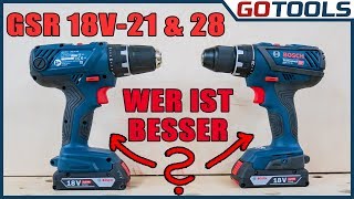 Bosch Akkubohrschrauber GSR 18V-28 und GSR 18V-21 im Vergleich