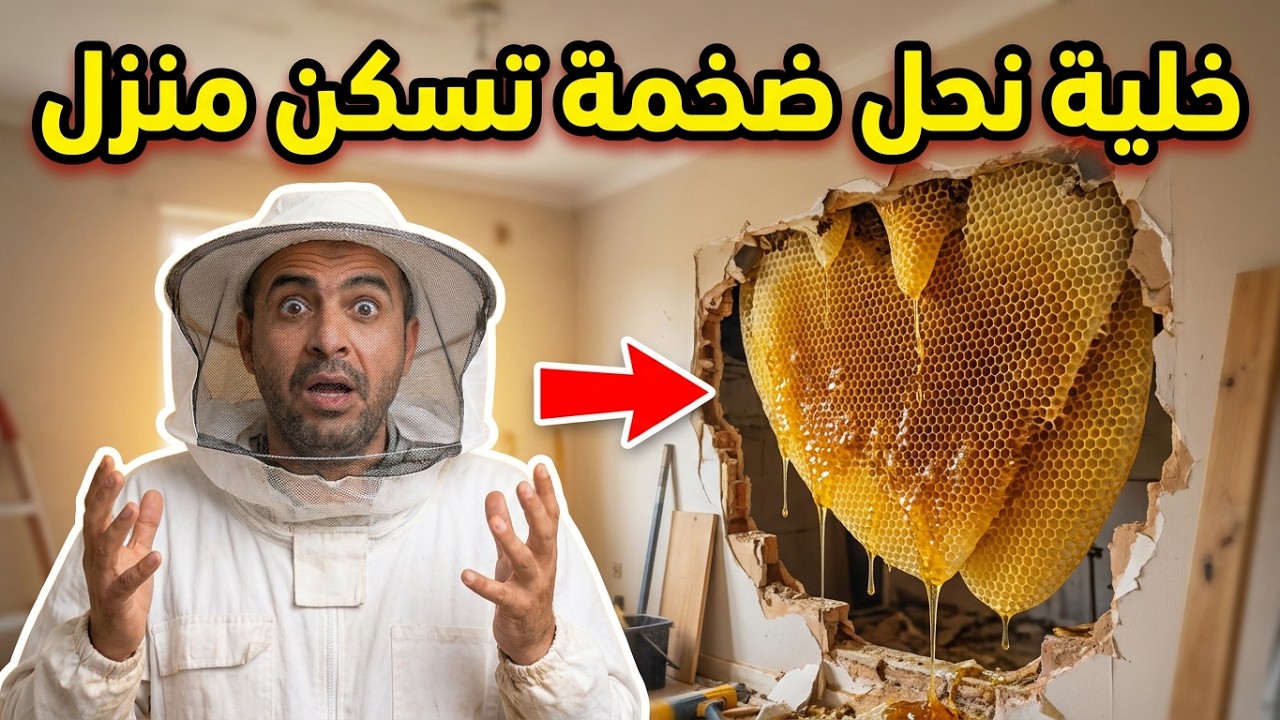 خلية نحل ضخمة تسكن منزل 🏠.. شاهد ماذا فعل هذا النحال!