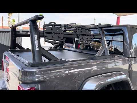 Roll N Lock XT Truck Bed Cover & Yakima OverHaul HD Rack System On Jeep Gladiator
