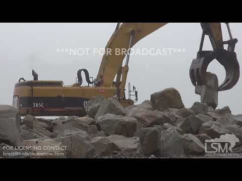 3-2-2018 Scituate, Ma workers attempting to reinforce new seawall in attempt to save town from flood