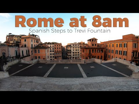 Roma às 8h - Escadaria Espanhola até a Fonte de Trevi (SEM MULTIDÕES) 4k/60fps