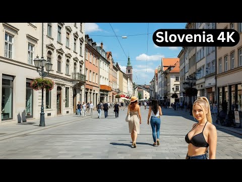🇸🇮 Slovenia Walking Tour 4K | Ljubljana Old Town Streets & Riverside Night Walk | Relaxing City Walk