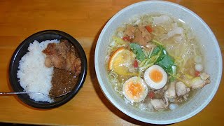 【飯動画】　塩こうじラーメン大盛＋ハーフカレー　「麵処太陽」