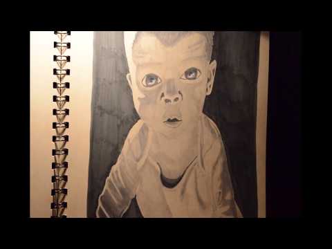 Portrait Drawing using Copic Markers on Toned Gray Paper