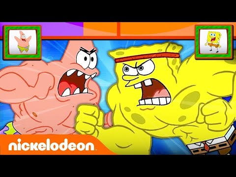 SpongeBob Fight Scenes with Healthbars | Nicktoons