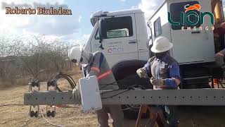 Construção rede aérea de distribuição urbana de baixa tensão, Empresa Lion Energy.