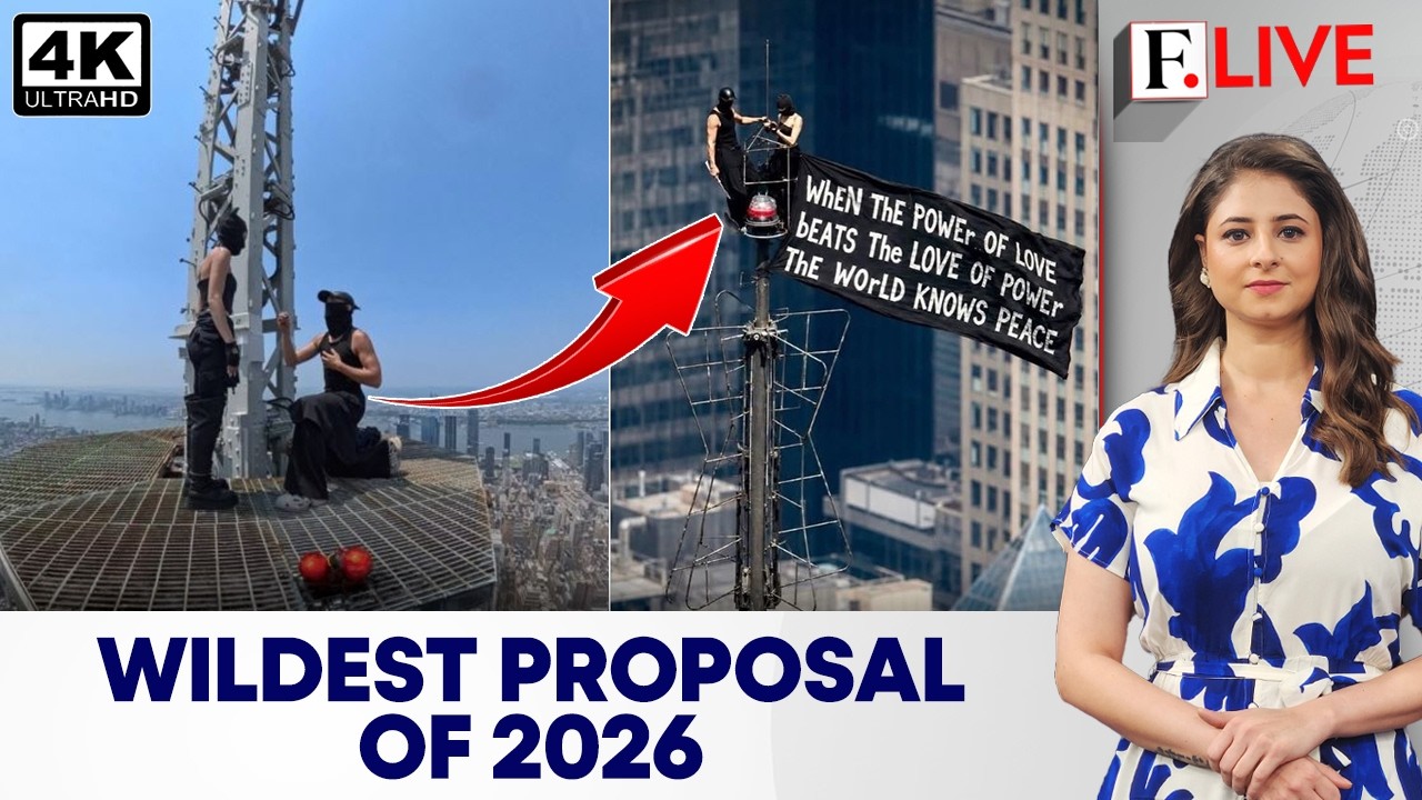 NYC: Death-Defying Proposal on Top of the Empire State Building Ends in Arrest | Firstpost Live | 4K