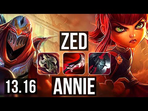 ZED vs ANNIE (MID) | 4.0M mastery, Quadra, 700+ games | NA Challenger | 13.16