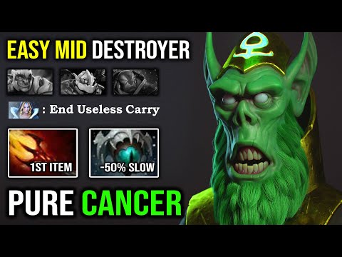 How to Solo Mid Necrophos in 7.27c with Dagon First Item Instant Reaper + Crazy Skadi Build DotA 2