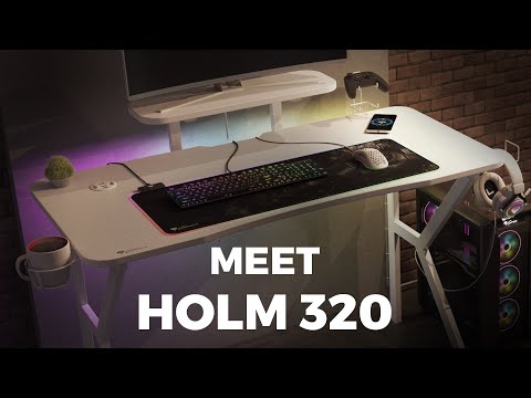 Žaidimų stalas Genesis Holm 320 RGB Gaming Desk, Baltas video