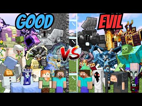 ALL MINECRAFT GOOD MOBS vs ALL MINECRAFT EVIL MOBS | Minecraft Mob Battle