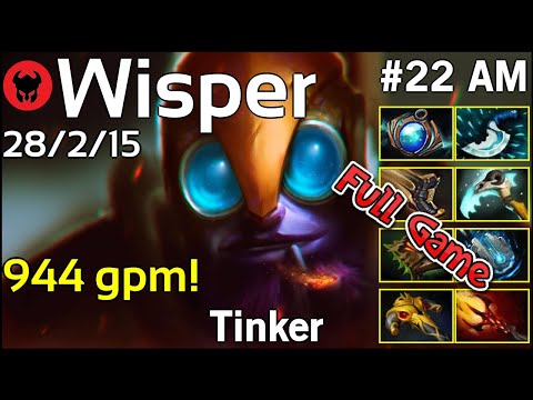 944 gpm! Wisper [Infamous] plays Tinker!!! Dota 2 Full Game 7.20