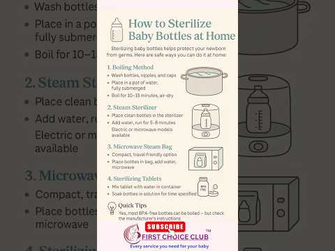 🧼 How to Sterilize Baby Bottles at Home (Moms’ Guide)#firstchoiceclub #feedingbottle #sterilisation
