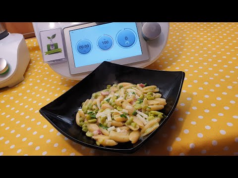 Pasta con fave piselli e pancetta per bimby TM7 TM6 TM5 TM31