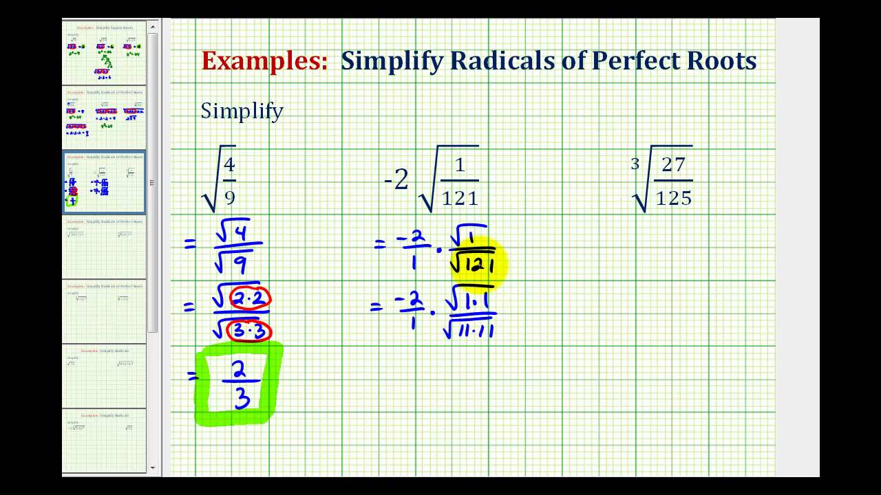 Ex:  Simplify a Radical Containing a Fraction - Perfect Root