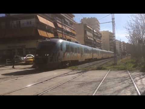 Electric and diesel trains in Athens (February 2019)