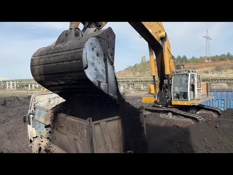 Liebherr 974 Excavator Loading Coal On Mercedes & MAN Trucks - Ascon Ltd