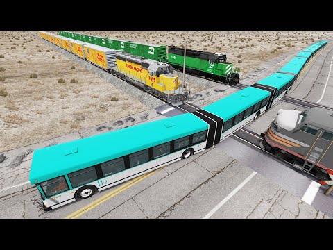 Long Articulated Bus Accident on Rail #30 - Beamng.Drive | Dancing Cars