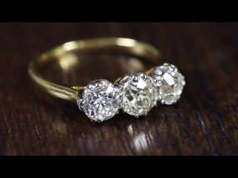 Antique Victorian 1.90ct Diamond Trilogy Engagement Ring Circa 1900