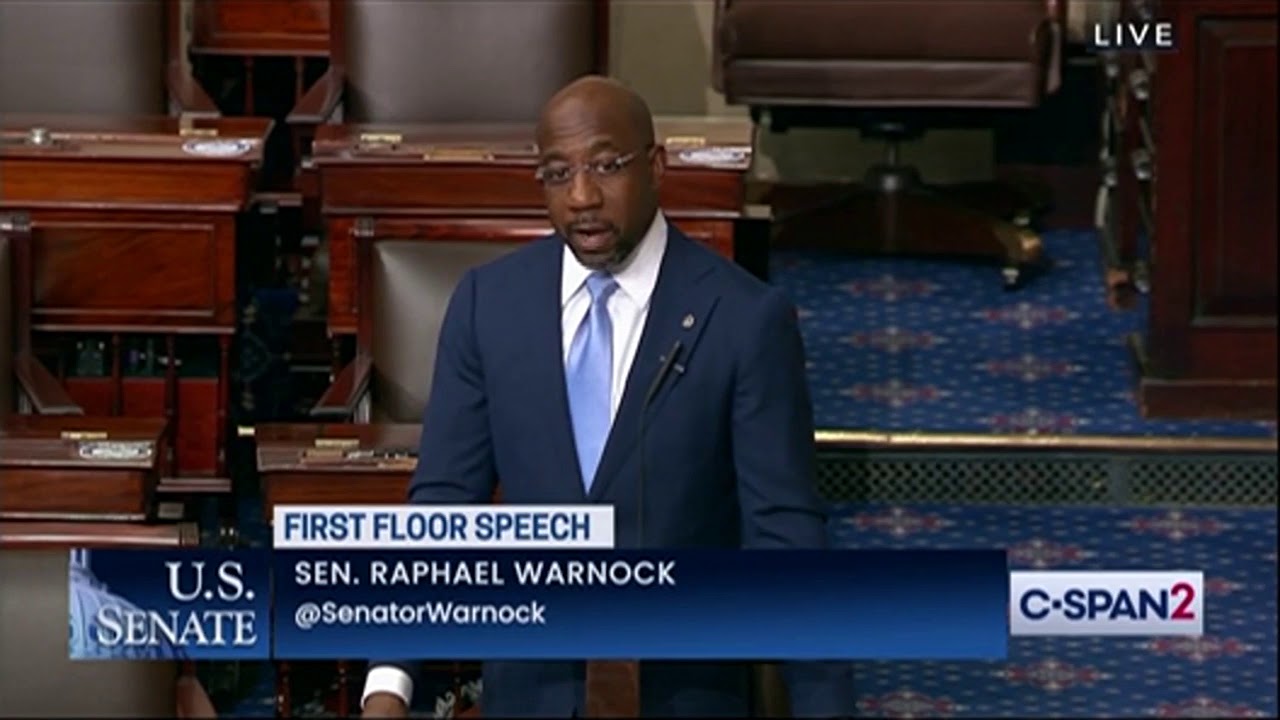 Sen Raphael Warnock (D-GA) gives powerful first speech on Senate Floor - YouTube