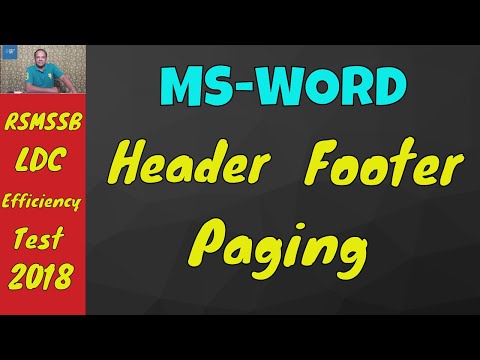 Header Footer Paging in MS Word For RSMSSB LDC Efficiency Test in Hindi