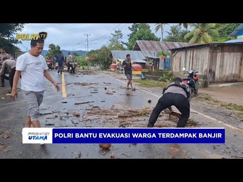 PERSONEL POLRES KEPULAUAN SULA BANTU EVAKUASI WARGA TERDAMPAK BANJIR