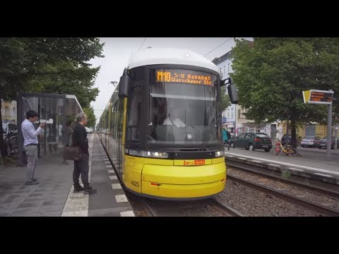 Germany, Berlin, tram M10 ride from Bersarinplatz to Warschauer Straße
