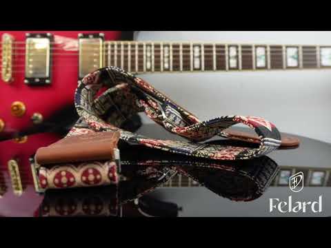 Ремінь для гітари та укулеле Felard, тканина гобелен та натуральна шкіра, перехідник для акустики, відділення для медіаторів - фото 2 - id-p2899598660