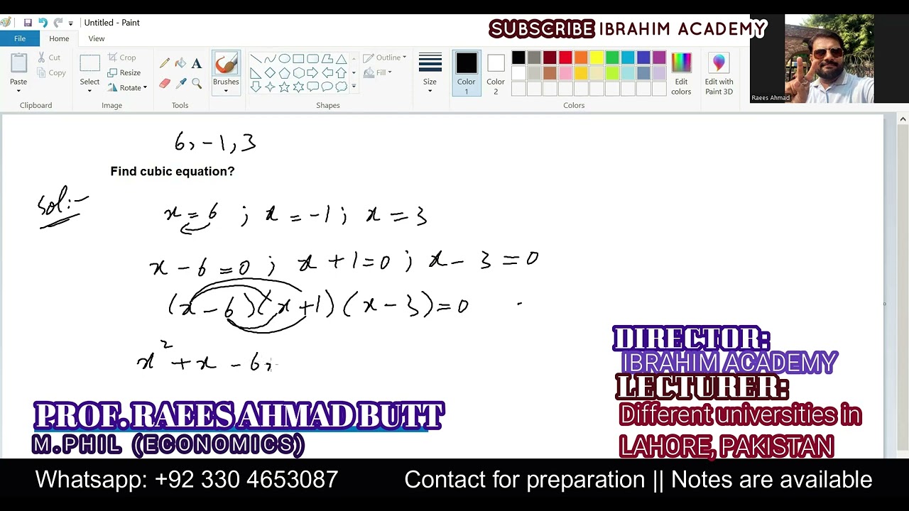 Exercise 3.3 Q3 & Q4 | Write a Cubic Equation | Alfa C. Chiang | Mathematical Economics