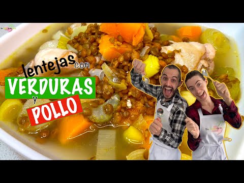 Lentejas con Pollo y Verduras, casera. Receta Fácil