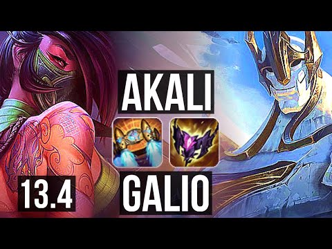 AKALI vs GALIO (MID) | 2.4M mastery, 8/1/5, Godlike | KR Diamond | 13.4