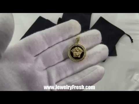 Black and Gold Medusa Versace Style Micro Pendant