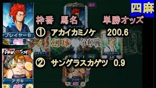 【MJ麻雀1093】２番サングラスカゲツに単勝50万ペリカ１点買い!!伏龍争奪戦