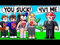 I Met Toxic Haters and 4v1'd them! (Roblox Bedwars)