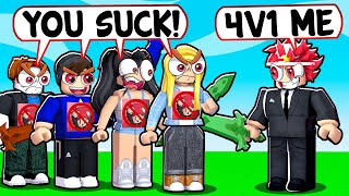 I Met Toxic Haters and 4v1'd them! (Roblox Bedwars)