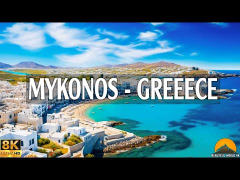 FLY OVER MYKONOS - GREECE 4K | Extremely beautiful natural landscape with relaxing music