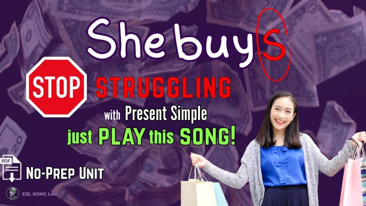 NO-PREP ESL Unit: Present Simple Song + PDF Worksheets (A1-B1) | 