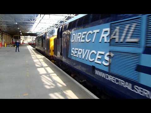 Class 37608 37609 37194 and 37667 departing Crewe