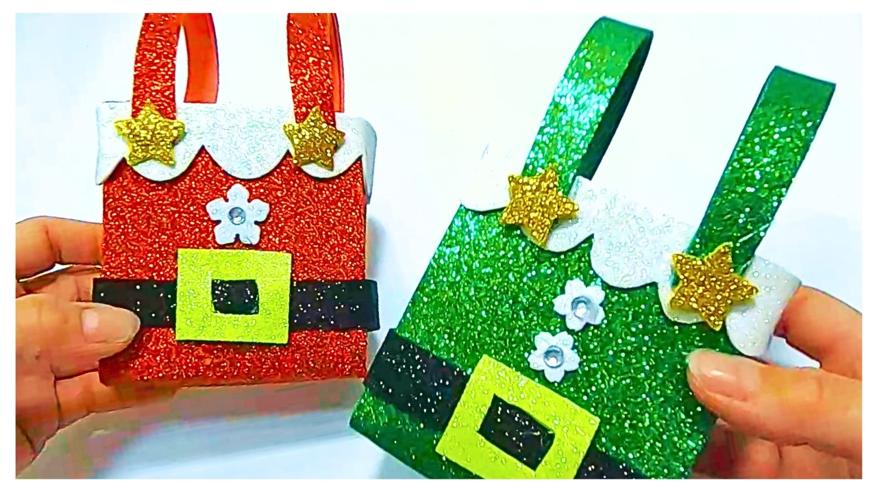 DIY PASSO a PASSO como fazer LEMBRANCINHA de NATAL CAIXINHA de NATAL FÁCIL de EVA EDUCAÇÃO INFANTIL