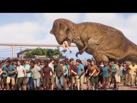 1000 PEOPLE TRAPPED WITH 10x TREX - Jurassic World Evolution 2