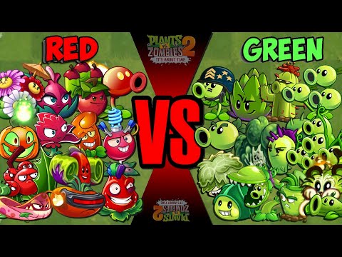 RED Vs GREEN Plant - Who Will Win? - Pvz 2 Team Plant Vs Team Plant.