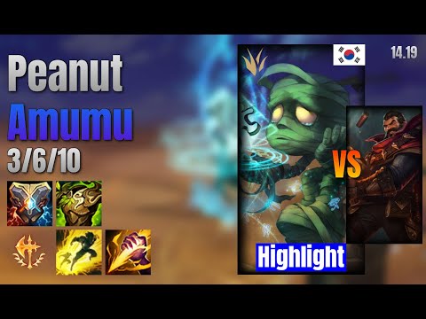 Peanut Jungle Amumu vs Graves lol KR solo rank Highlight 14.19