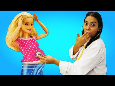 Spielspaß mit Barbie und Ken. Ken wird Papa. Puppen Video mit Doktor Aua auf Deutsch